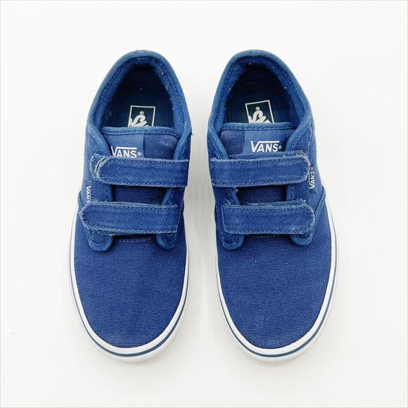 Van’s Atwood Velcro Canvas Shoes Navy Blue White Youth 2 - Picture 2 of 8